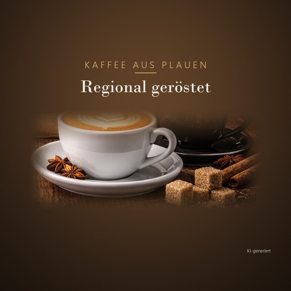 Kaffee aus Plauen, regional geröstet: Cappuccino und Espresso im Coffeeshop Plauen (KI-generiert)