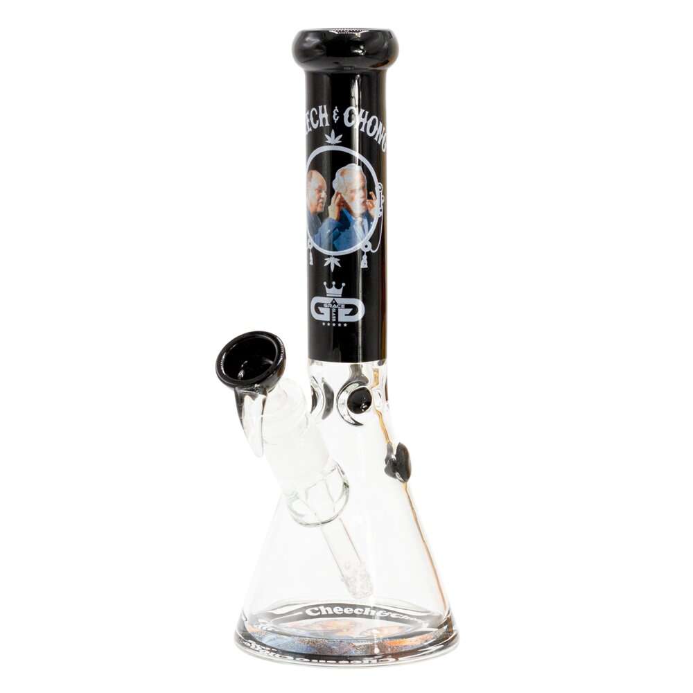 G-Rollz Cheech & Chong | Smoking Brothers Black Beaker Chillum Slit Bong