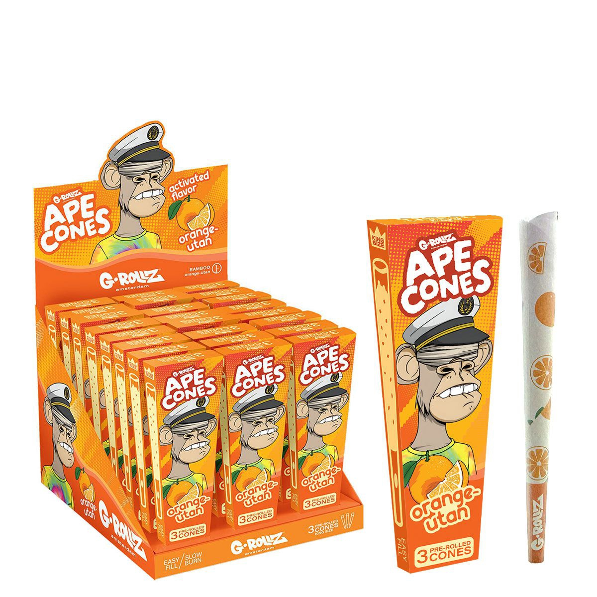 G-Rollz | Ape Cones "Orange-utan" - 3 Pop Cones G-Rollz | Ape Cones "Orange-utan" - 3 Pop Cones