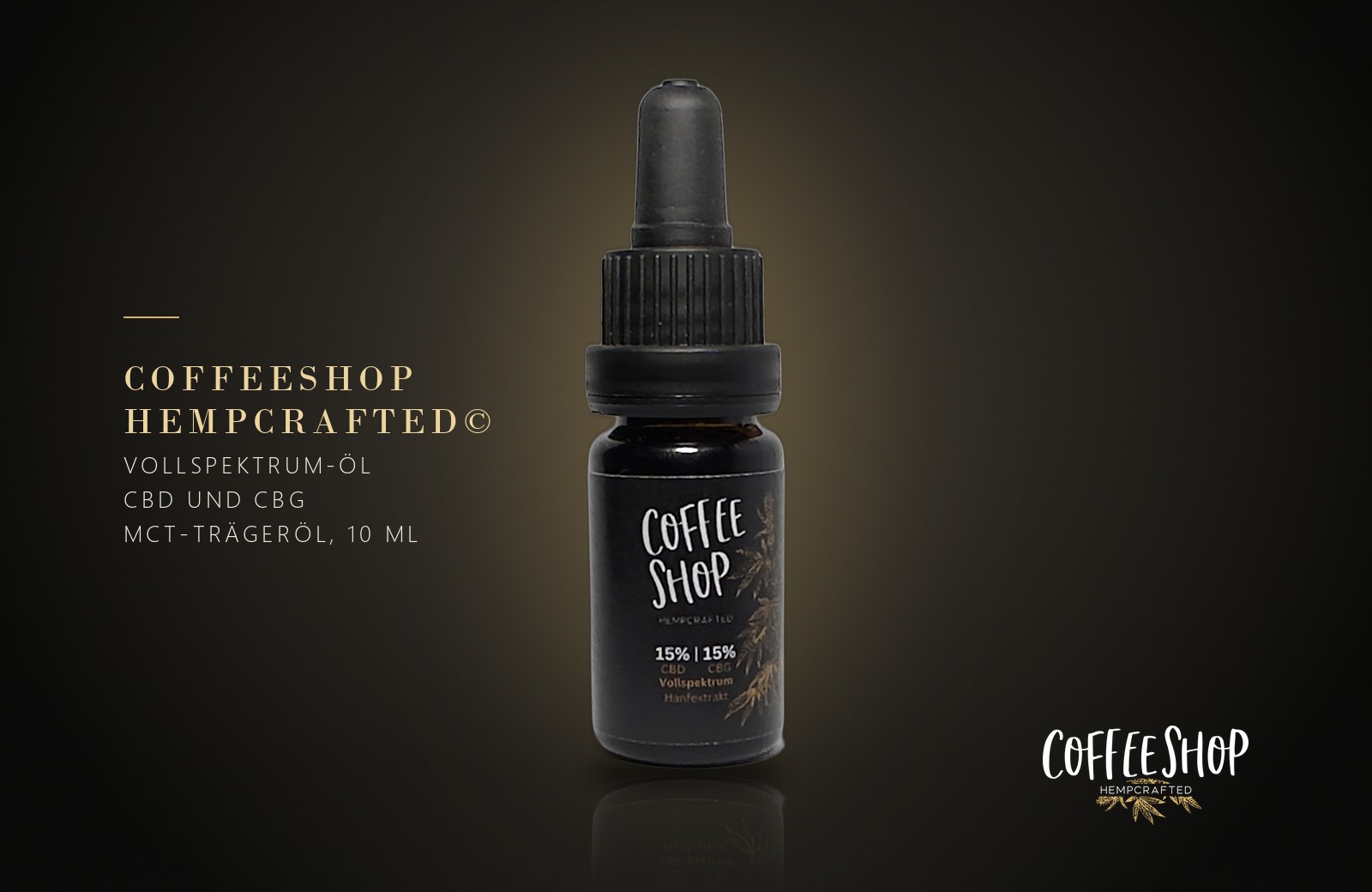 Vollspektrum-Öl der Hausmarke Coffeeshop Hempcrafted, CBD und CBG in MCT-Trägeröl, 10 ml