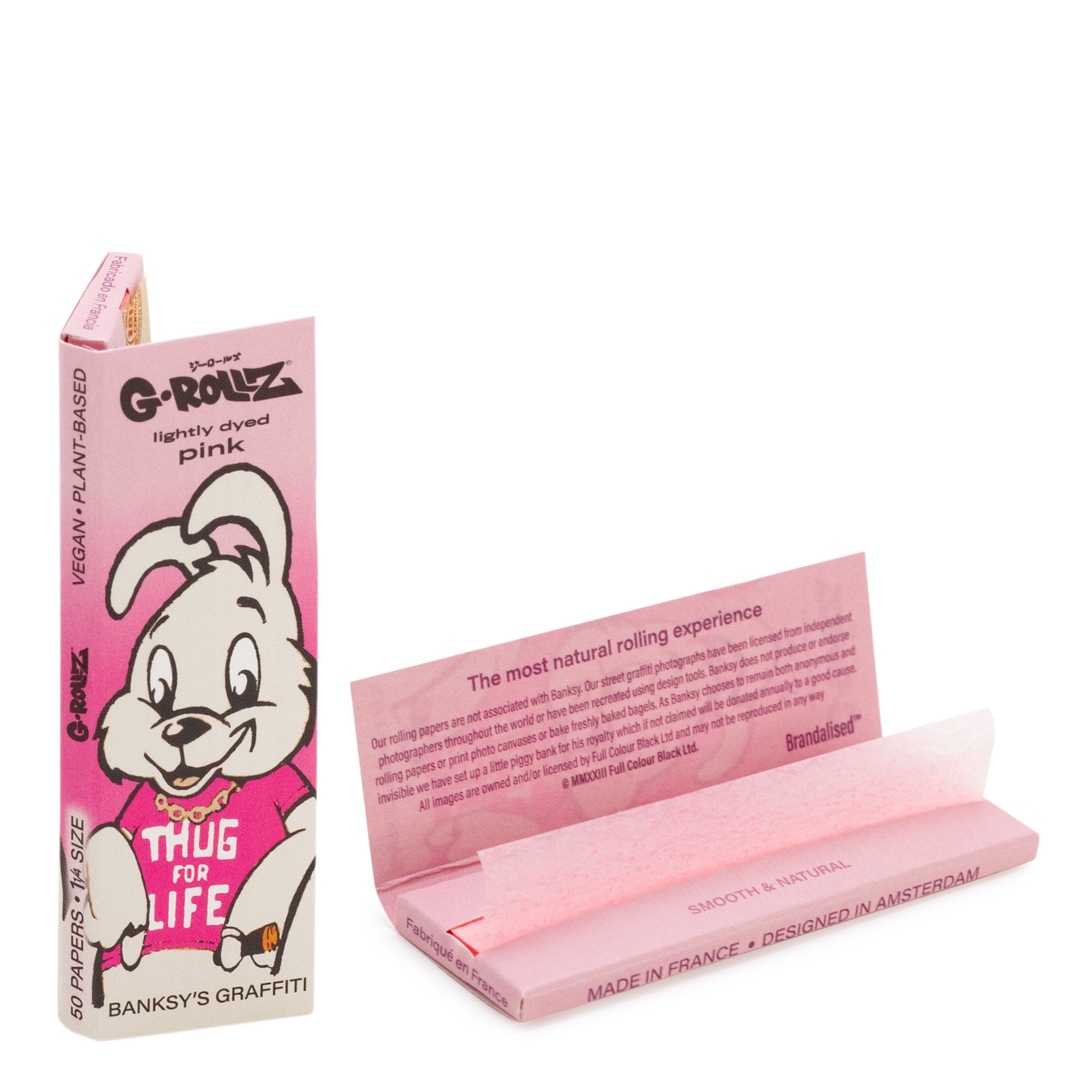 G-Rollz | Banksy's Graffiti 'Thug 4 Life' Leicht rosa gefärbt - 50 '11/4' Papier