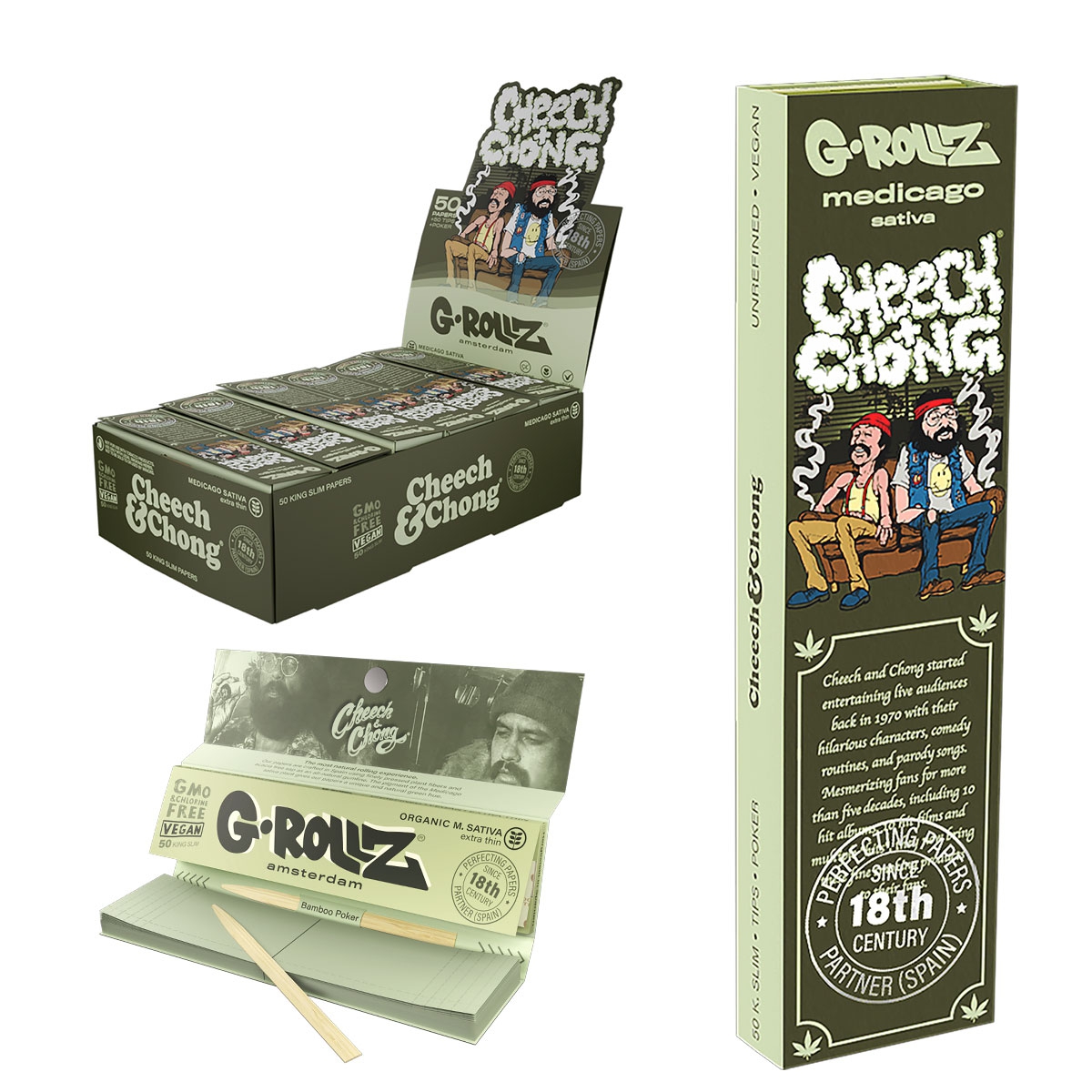 G-Rollz | Cheech & Chong(TM) 'Sofa' Medicago Sativa - 50 KS Slim Papers + Tips